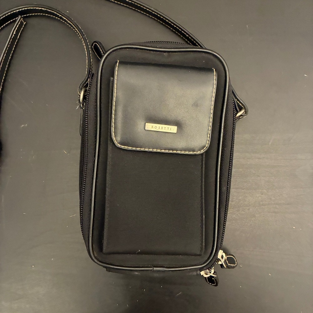 Rosetti Black Crossbody Organizer Bag Smartlyne Built-in Wallet Travel Pouch